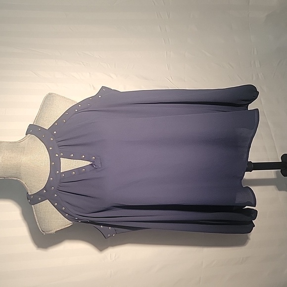 INC International Concepts Tops - INC. Cold-Shoulder Studded Keyhole-Neck Blouse, Created for Macy's, Size: PXL